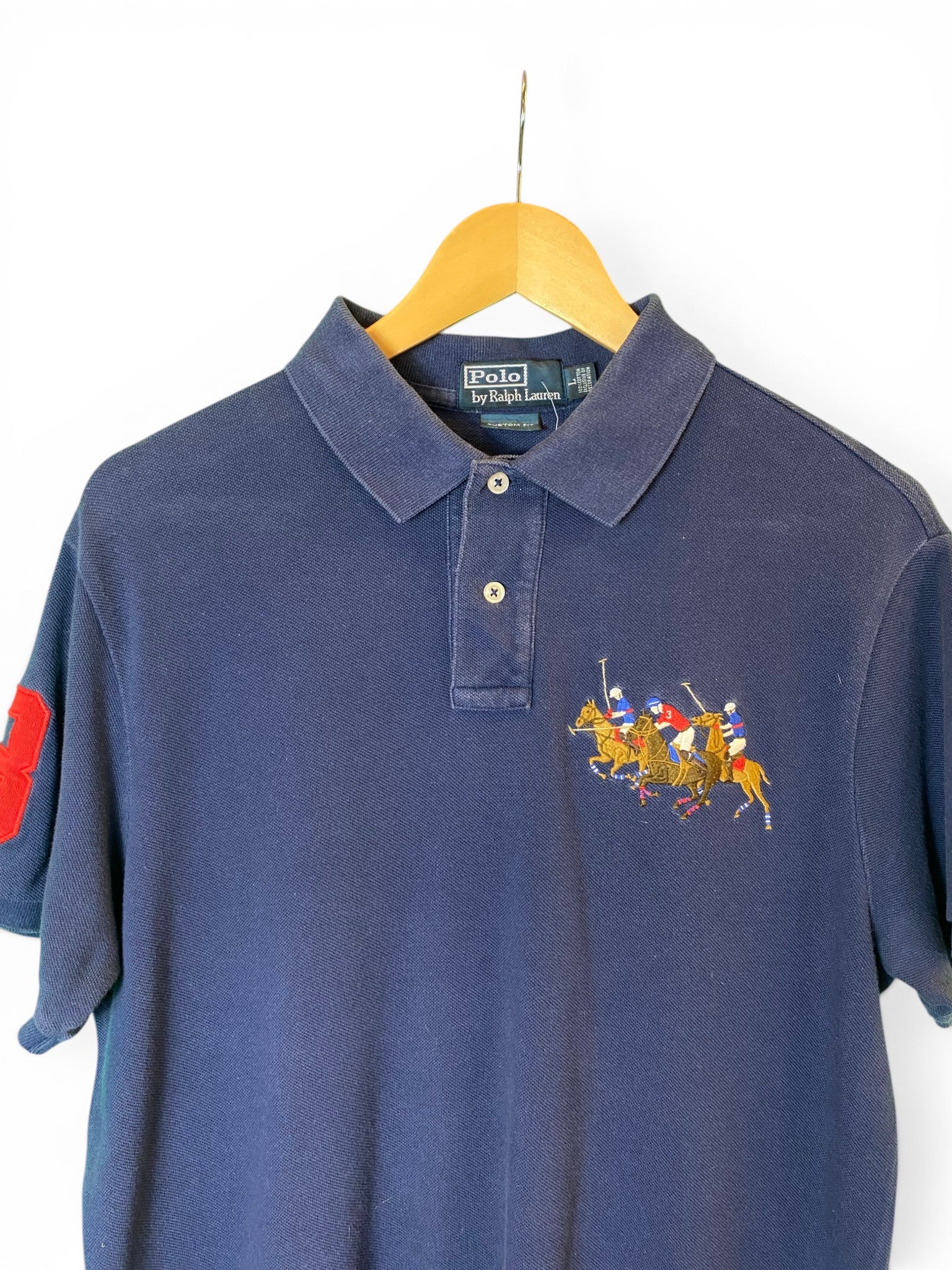 Vintage Ralph Lauren Large Logo Embroidered Polo Shirt - Large