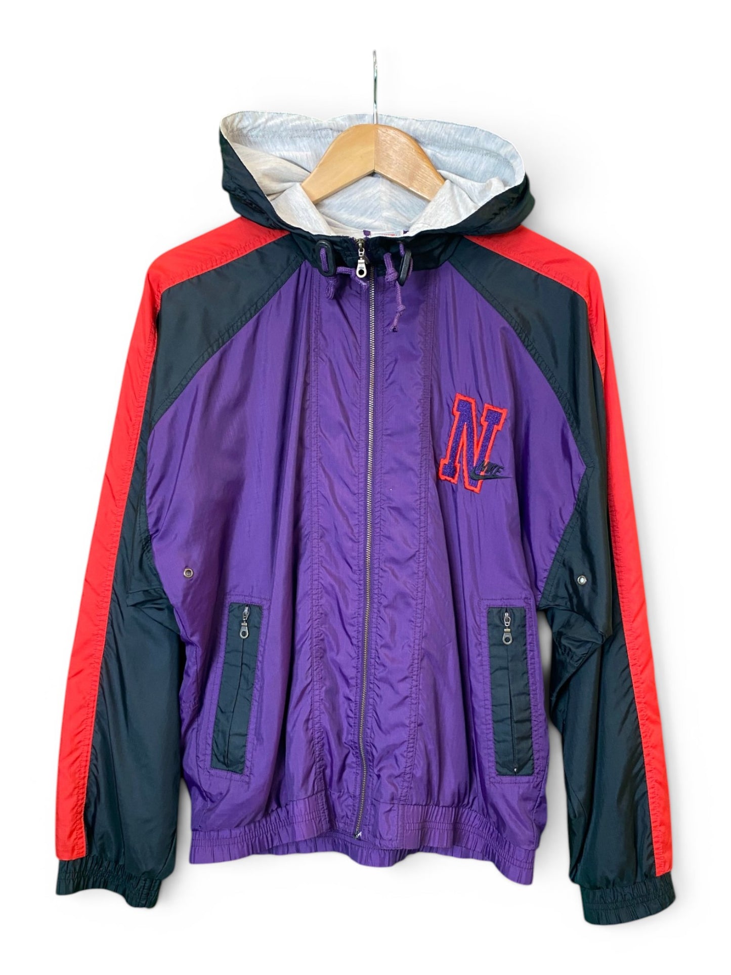 Vintage 1990s Nike Hooded Track Jacket - Small