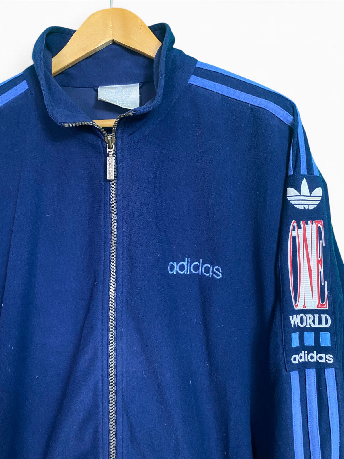 Rare 1990s Adidas Velour One World Full Tracksuit - Medium