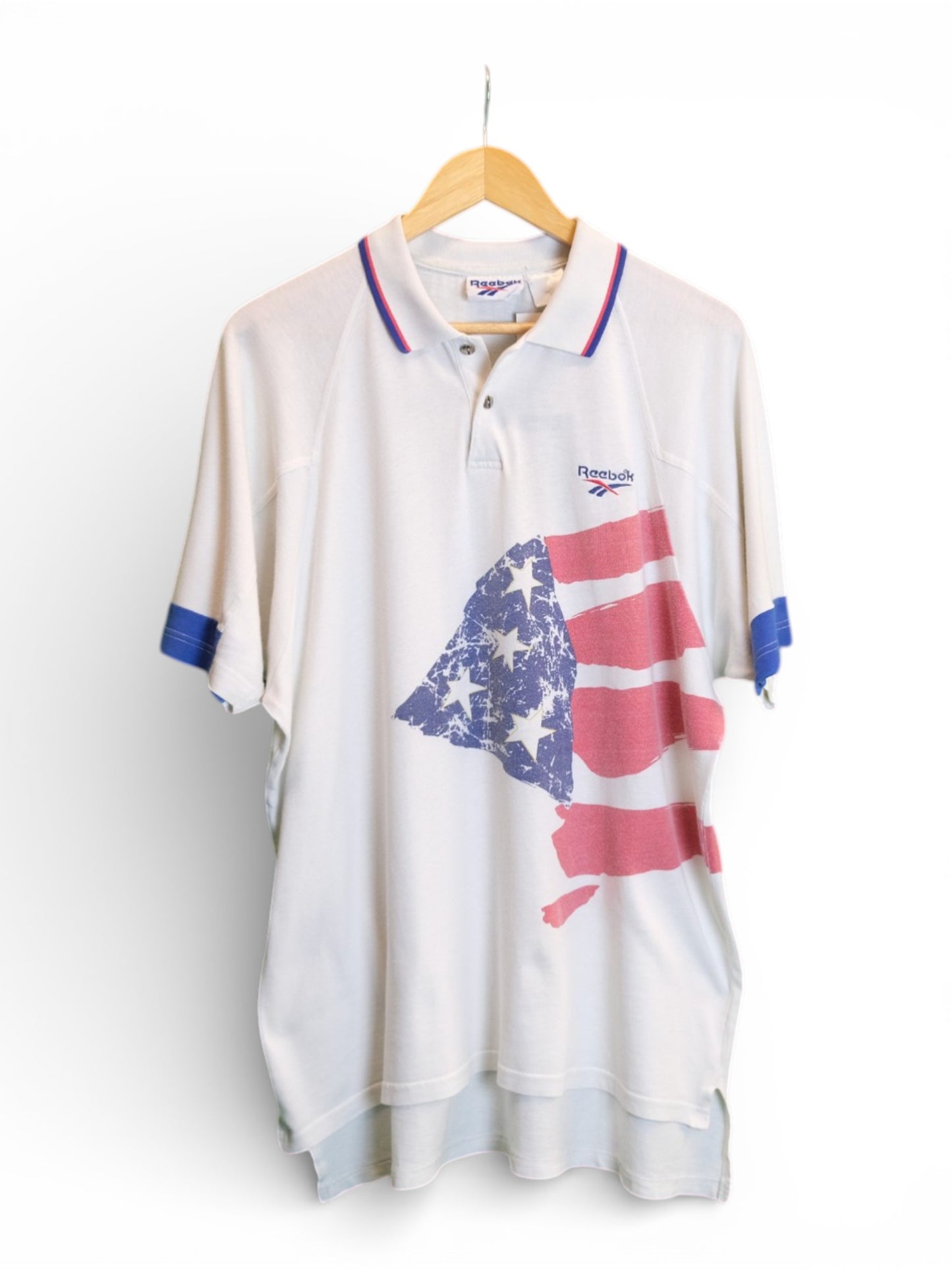 Vintage Reebok 1990s USA Flag Polo Shirt